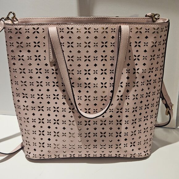 Michael Kors Hayley Purse Top Zip Pink & Gold Tote Bag Crossbody EUC $300 MSRP - Picture 9 of 15